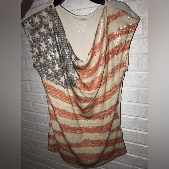 American Flag Stylish & Patriotic Sequin Shirt - Picture 6 of 7